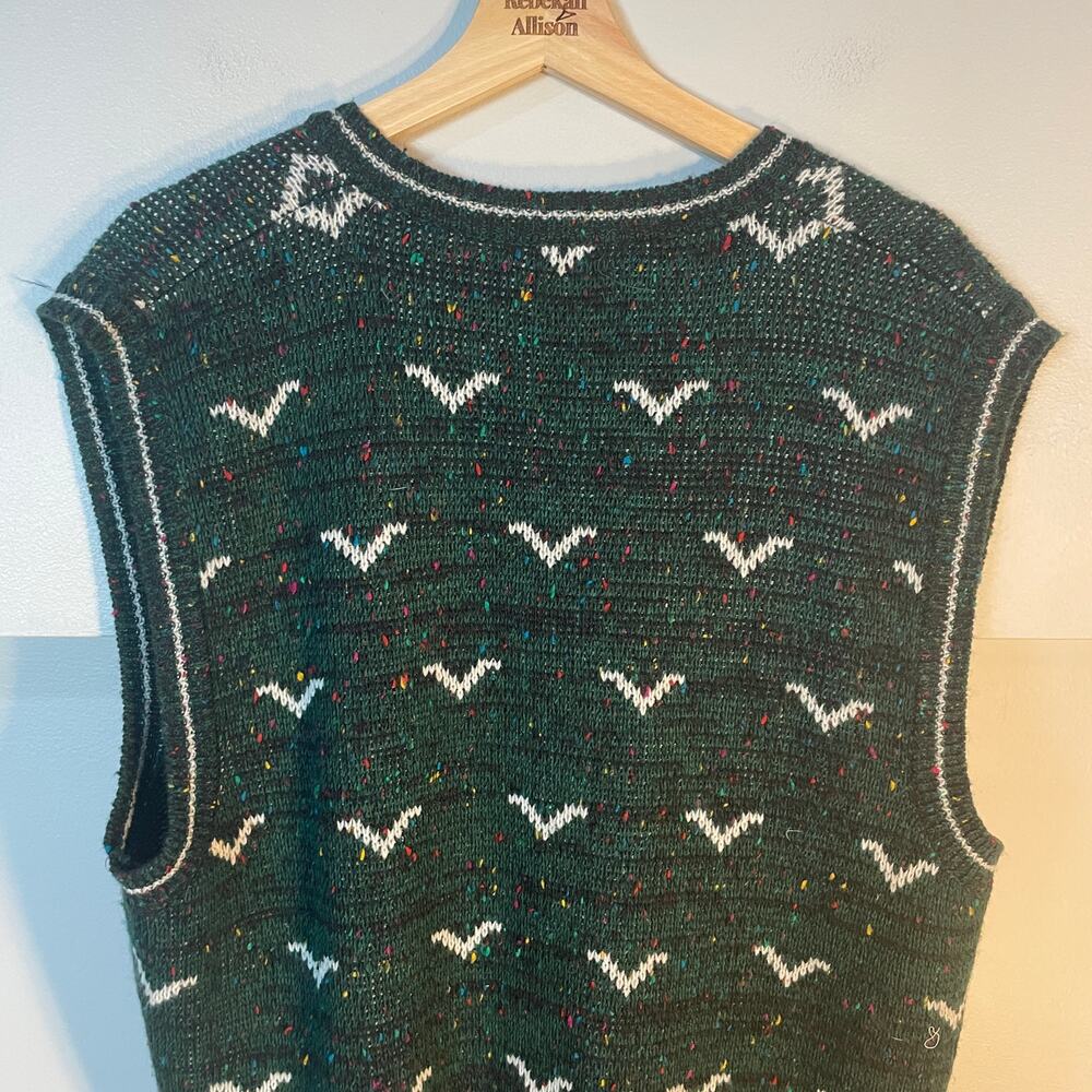 VNTG Carson Pirie Scott Green Wool Blend Knit Sweater Vest Men's SZ Large 90s - Picture 10 of 11